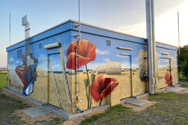 Graffiti, Mohnblume auf Anlage Graffiti, Mohnblume auf Anlage