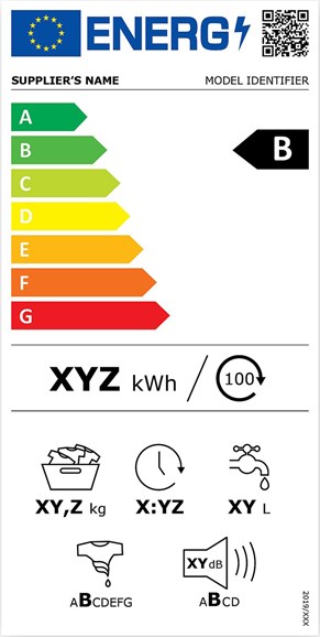 EU-Energielabel, Waschmaschine, klein EU-Energielabel, Waschmaschine, klein