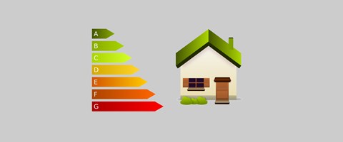 Energieeffizienzlabel mit Haus Energieeffizienzlabel mit Haus